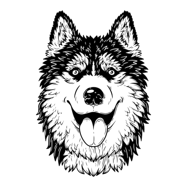 Vetor ilustração artística vetorial feita à mão com caneta e tinta husky