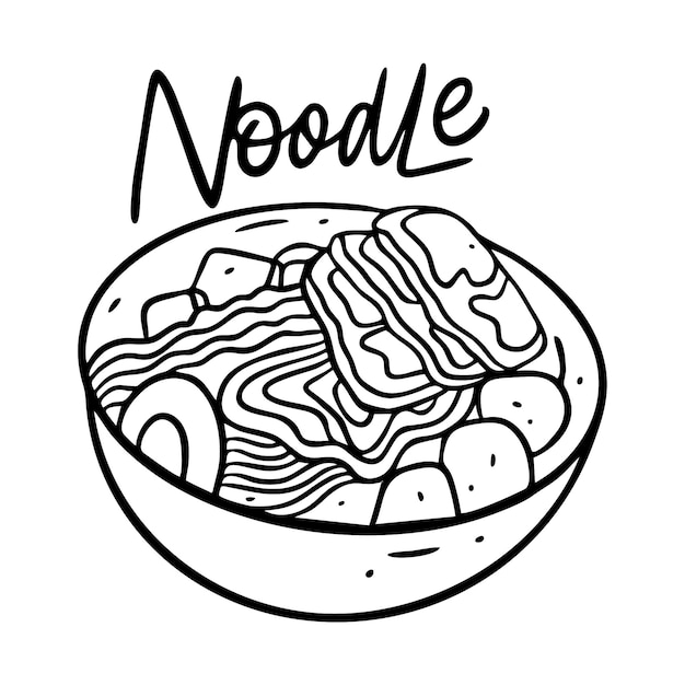 Ilustração asia noodle in deep bowl