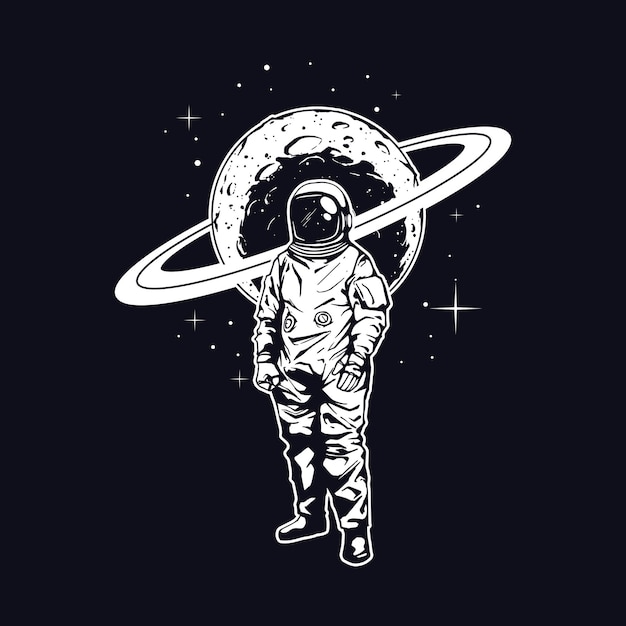 Ilustração astronauta para design de camisetas