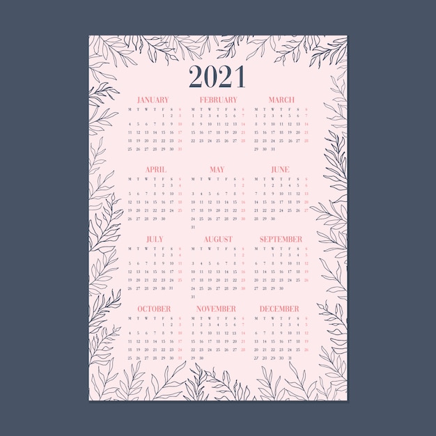 Vetor ilustração azul e rosa bonito do tema do jardim da calendário