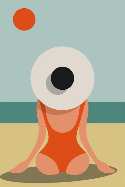 Ilustração boho de paisagem estética minimalista