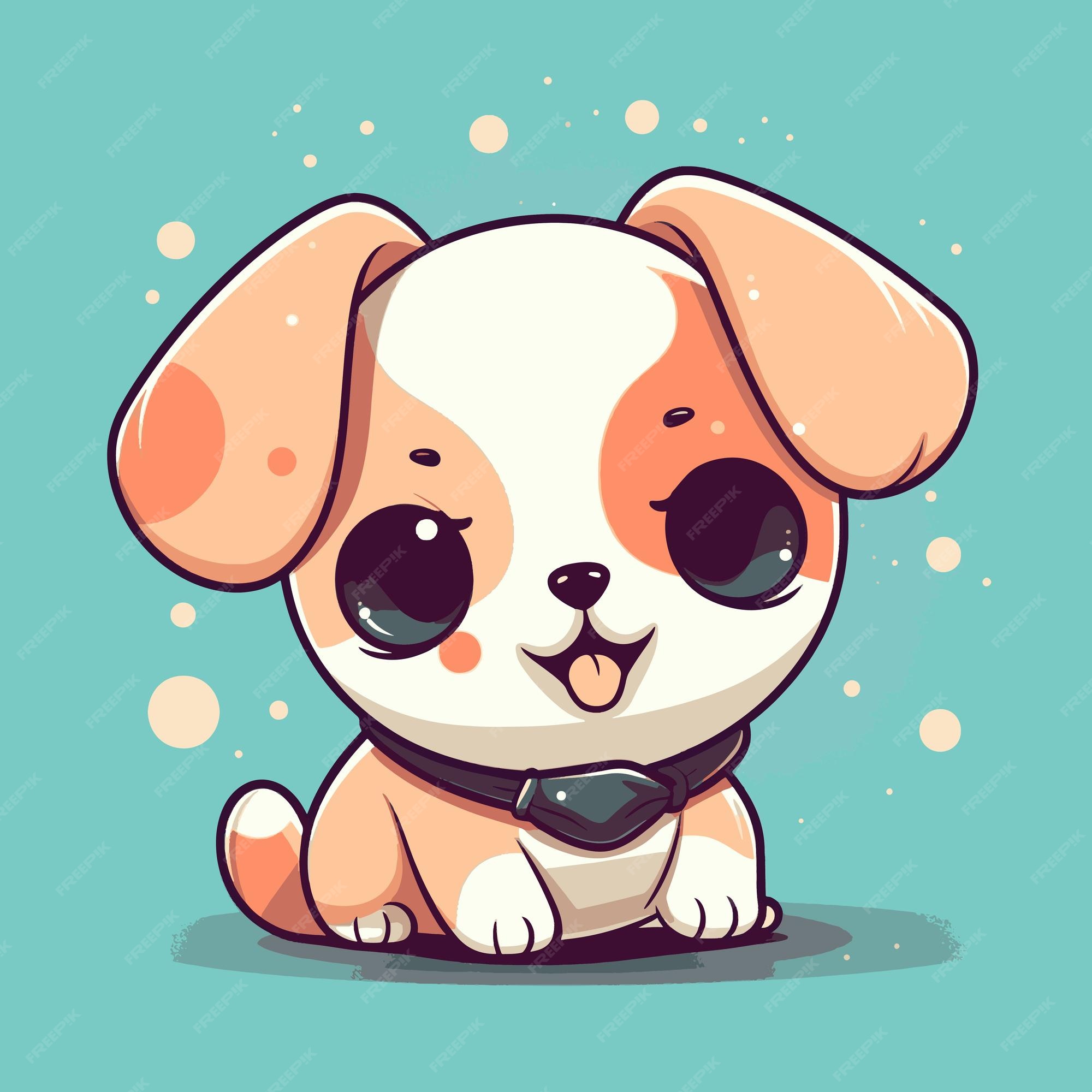 ilustração de cachorro fofo cachorro kawaii chibi estilo de