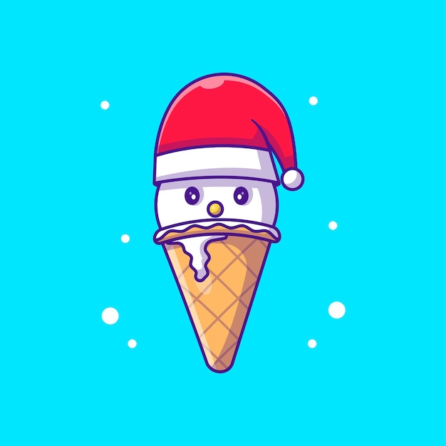 Ilustração bonita de sorvete de boneco de neve. feliz natal