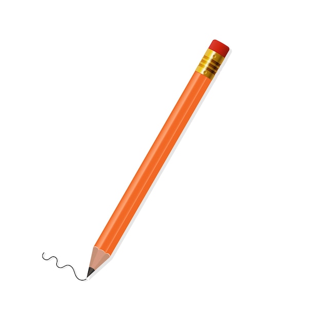 Ilustração bonita e realista de um lápis simples com uma borracha em um fundo branco