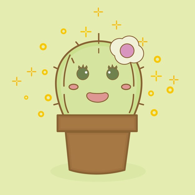 Vetor ilustração bonito de cactus