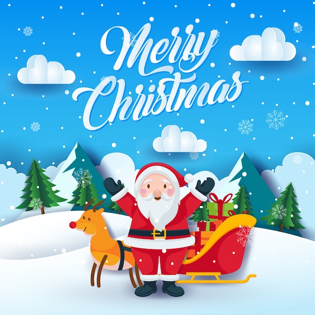 Ilustração bonito do cartão da arte do papel do Feliz Natal