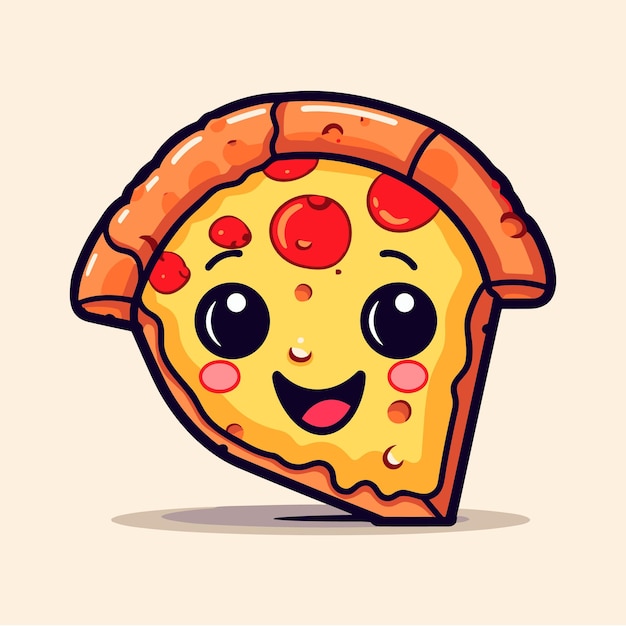 Ilustração bonito do ícone do vetor dos desenhos animados da pizza da fatia