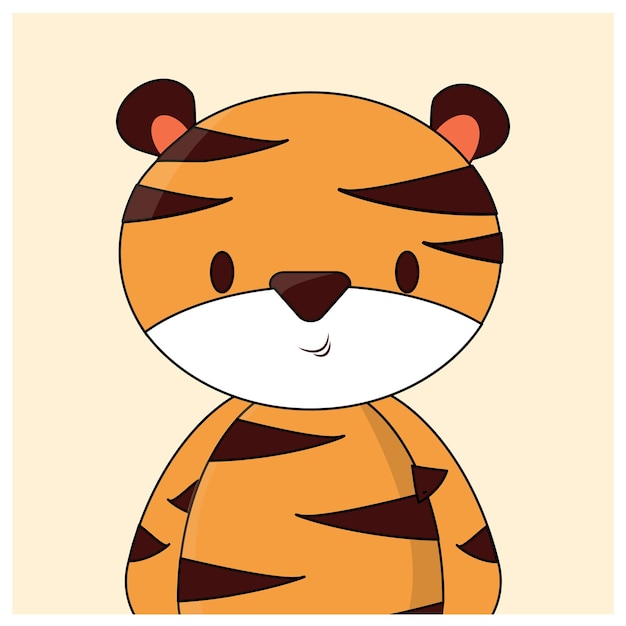 Ilustração bonito do ícone do vetor dos desenhos animados do tigre. ícone de mascote animal