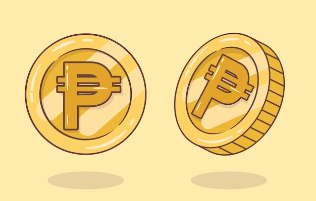 Vetor ilustração bonito dos desenhos animados da moeda de ouro do peso