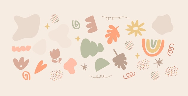 Ilustração botânica abstrata em design vetorial minimalista com formas florais modernas