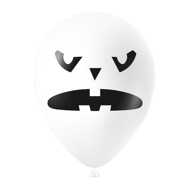 Ilustração branca do balão de halloween com cara assustadora e engraçada