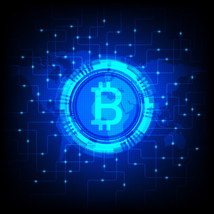 Vetor ilustração brilhante de bitcoin