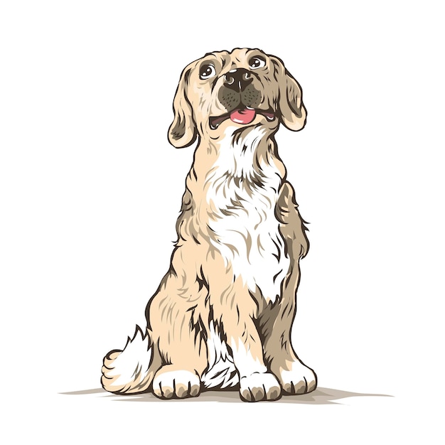 Ilustração cão doméstico fofo em um fundo branco