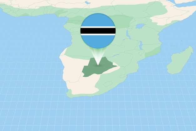 Vetor ilustração cartográfica do botswana com a bandeira ilustração cartográfica do botswana