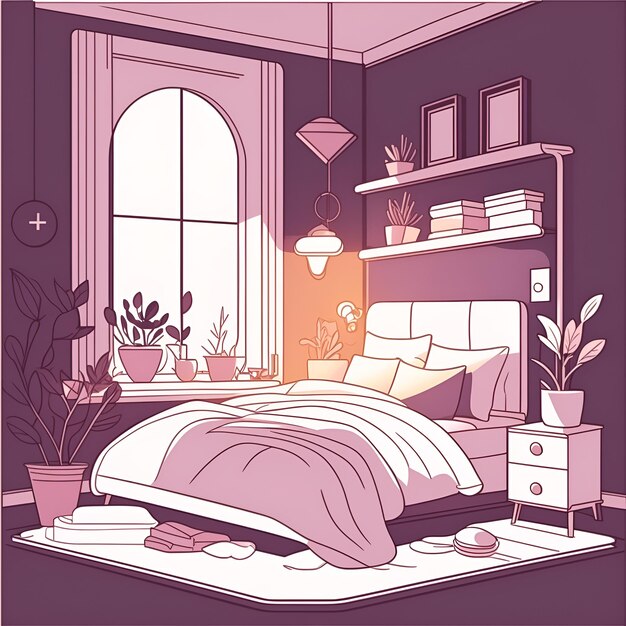 Vetor ilustração casa decorar quarto com ai gerado