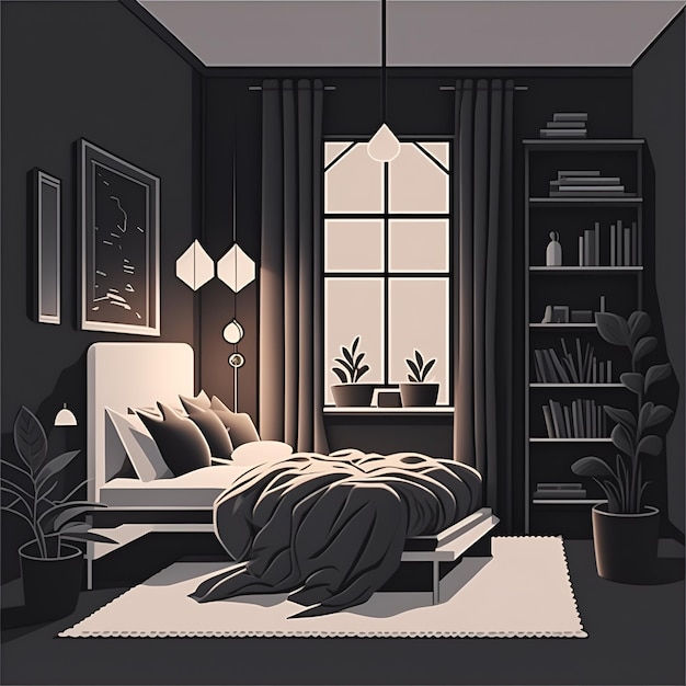 Vetor ilustração casa decorar quarto com ai gerado