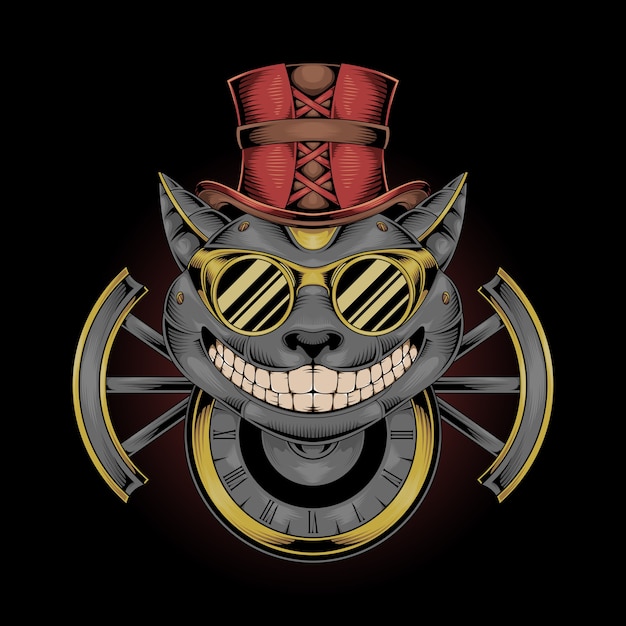 Ilustração cat steampunk