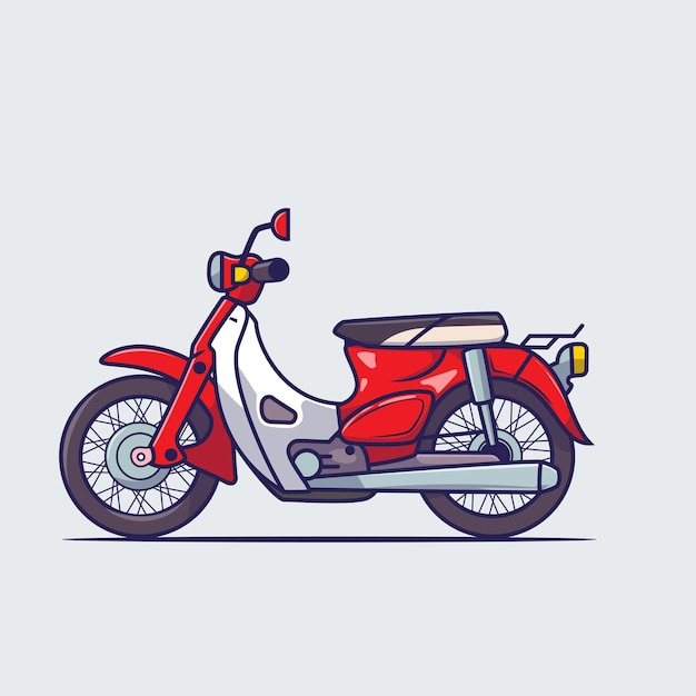 Conjunto de vários itens planos de motos. motos de desenho animado,  motocicletas, scooters e coleção de ilustração vetorial isolado de  bicicletas. conceito de transporte e entrega