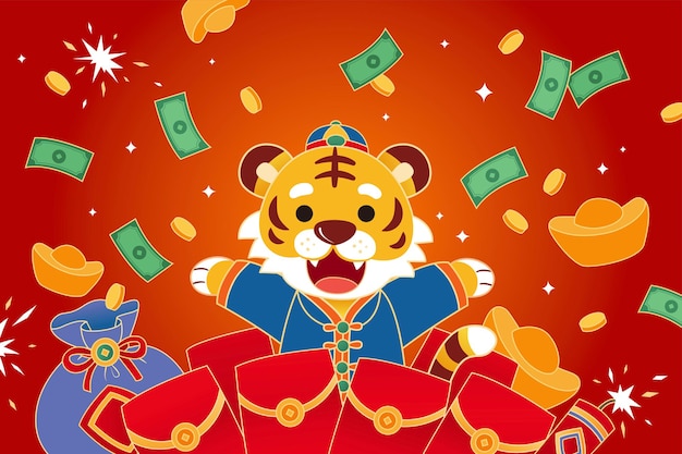 Ilustração cny ano do tigre