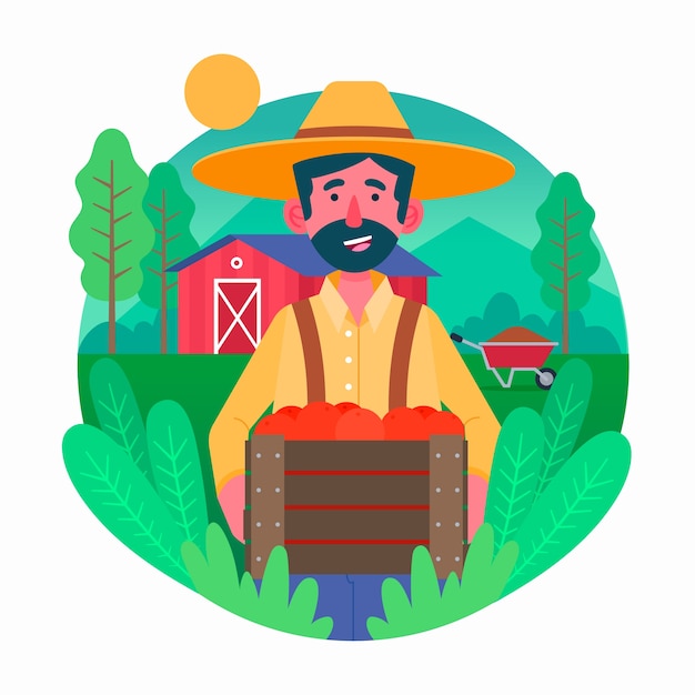 Ilustração colorida com tema de agricultura