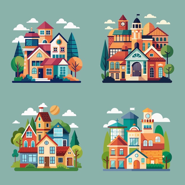 Ilustração colorida da paisagem urbana
