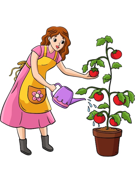Ilustração colorida de desenho animado de jardineiro