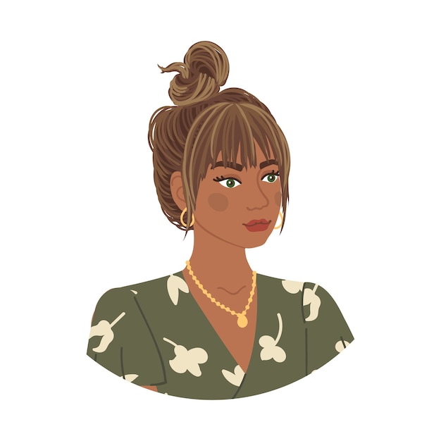 Vetor ilustração colorida de penteado de garota da moda