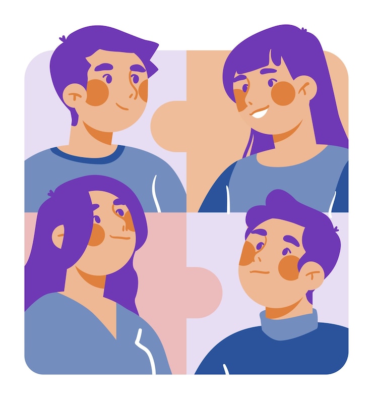 Vetor ilustração colorida de um grupo de amigos