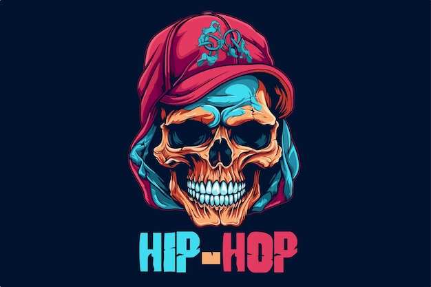 Vetor ilustração colorida do vetor do crânio de hiphop