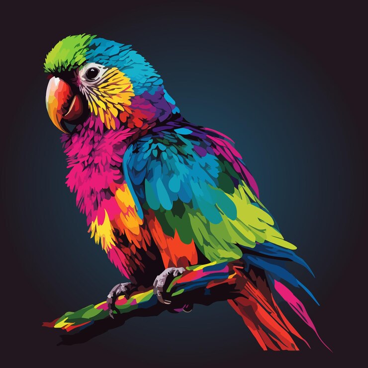 Vetor ilustração colorida do vetor do estilo pop art papagaio