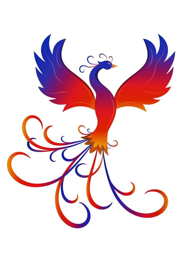 Vetor ilustração colorida do vetor do pássaro de phoenix no fundo branco