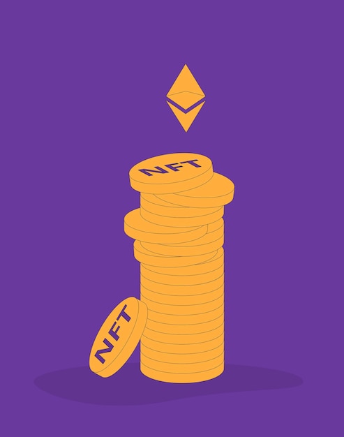 Vetor ilustração colorida do vetor do token não fungível nft