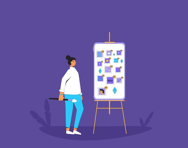 Ilustração colorida do vetor do token não fungível NFT