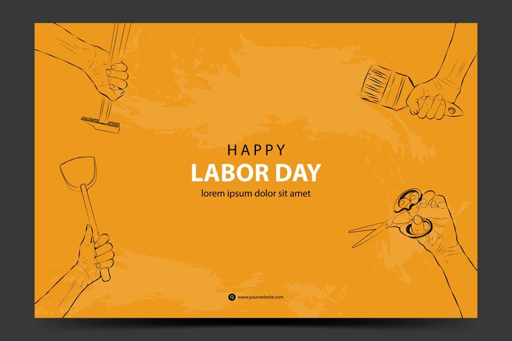 Vetor ilustração com um tema do dia do trabalho mãos segurando um martelo tesouras espátula e escova
