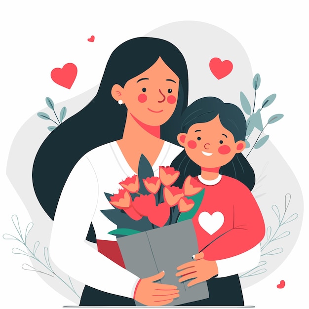 Ilustração comovente da celebração do Dia das Mães e da união familiar