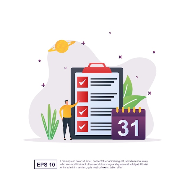 Ilustração Conceito de pagamento de salário com folha de pagamento e data no calendário.