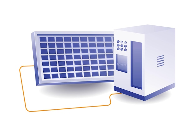 Vetor ilustração conceitual da tecnologia de bateria de armazenamento de energia de painéis solares
