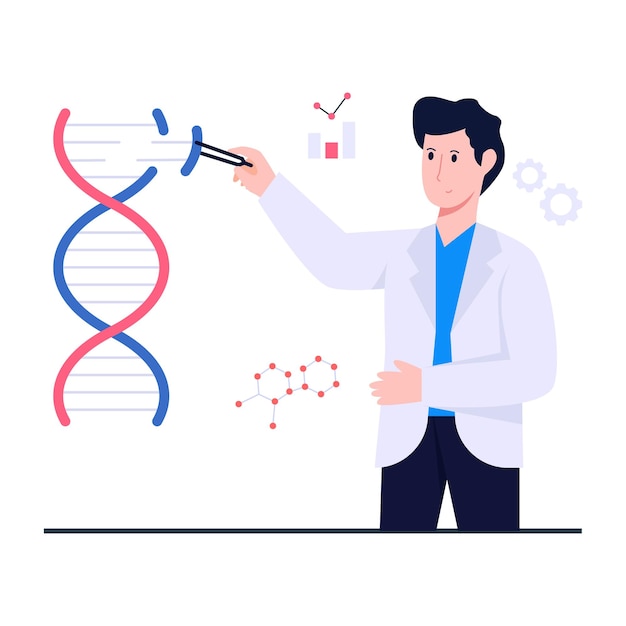 Vetor ilustração conceitual de design plano de dna