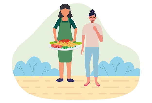 Ilustração conceitual de escolhas veganas elegante e bonita