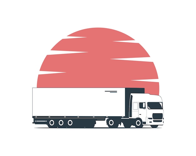 Ilustração conceitual de um logotipo com um caminhão Ilustração vetorial