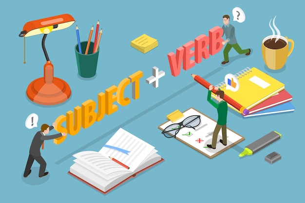 Ilustração conceitual de vetor plano isométrico 3D da gramática inglesa