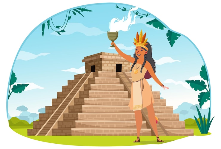 Vetor ilustração conceitual maia elegante e bonita