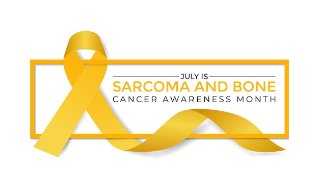 Ilustração Conscientização sobre Sarcoma e Câncer ósseo Caligrafia Design de cartaz amarelo realista