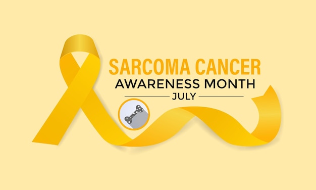 Ilustração Conscientização sobre Sarcoma e Câncer ósseo Caligrafia Design de cartaz amarelo realista