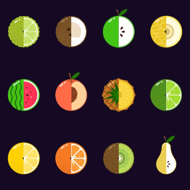 Vetor ilustração cortada de frutas