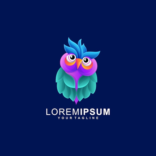 Vetor ilustração coruja bonito logotipo premium