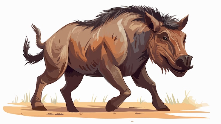 Vetor ilustração criativa de desenhos animados de warthog em estilo de arte vetorial