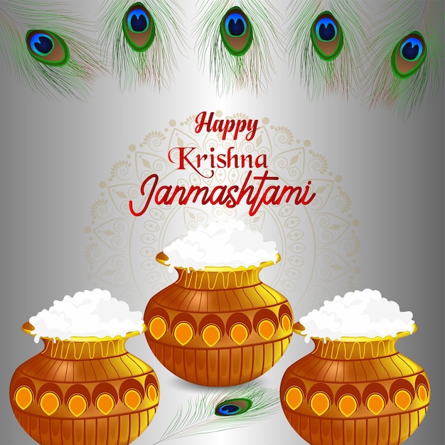 Ilustração criativa de fundo de celebração feliz krishna janmashtami