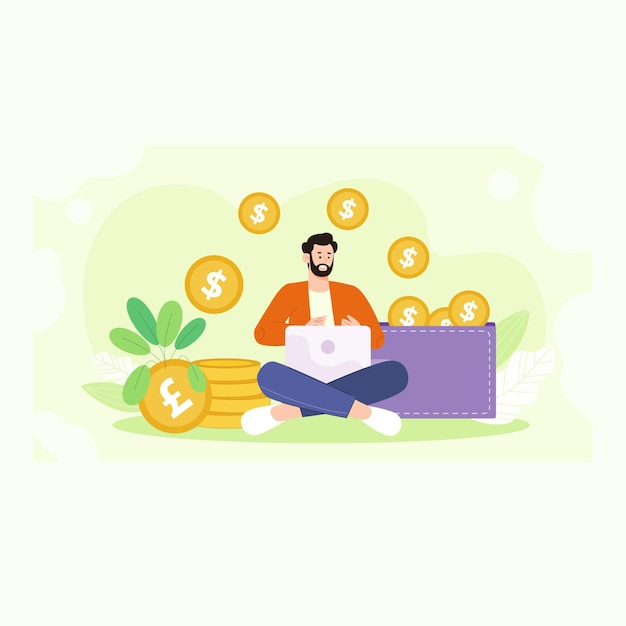Ilustração criativa de poupança de dinheiro para blogs de finanças