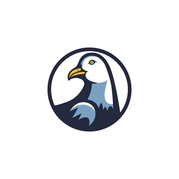 Vetor ilustração criativa do logotipo do ícone redondo do pássaro gaivota